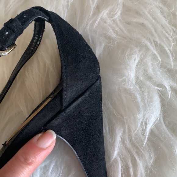 ZARA Women’s Black Suede Gold Heel Open Toe Shoes Size EU 39 - Picture 12 of 15